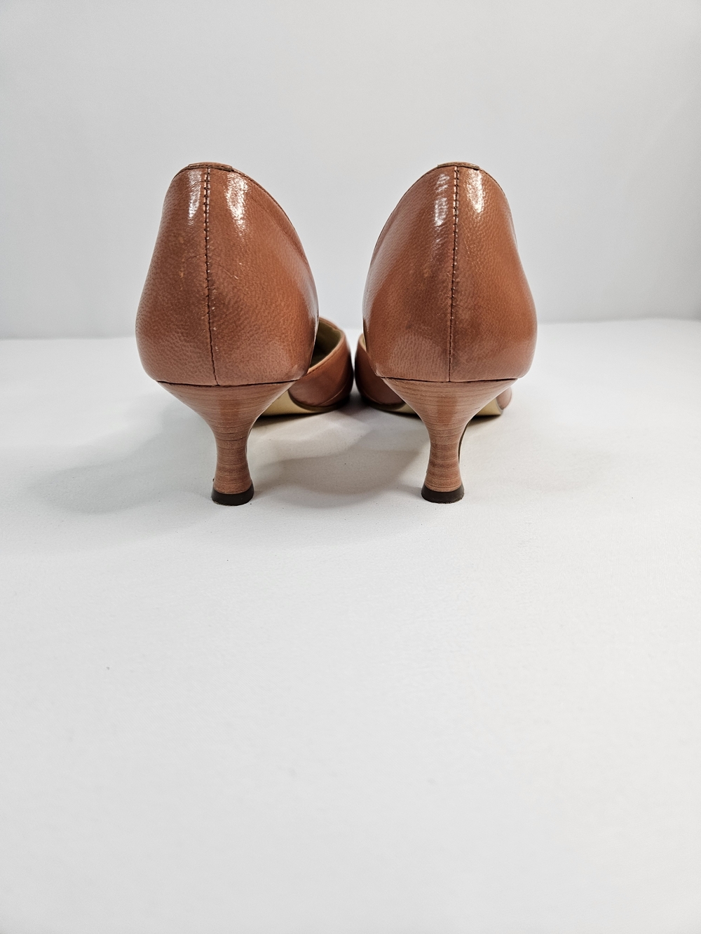 Anne Klein Pointed Toe Low Heel Pumps in Chestnut - Picture 4 of 6